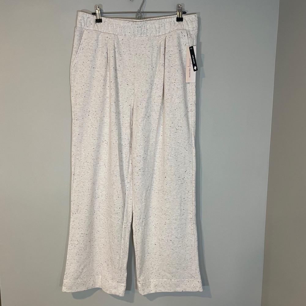 Nanette Lepore White Speckled Wide-Leg Track Pants